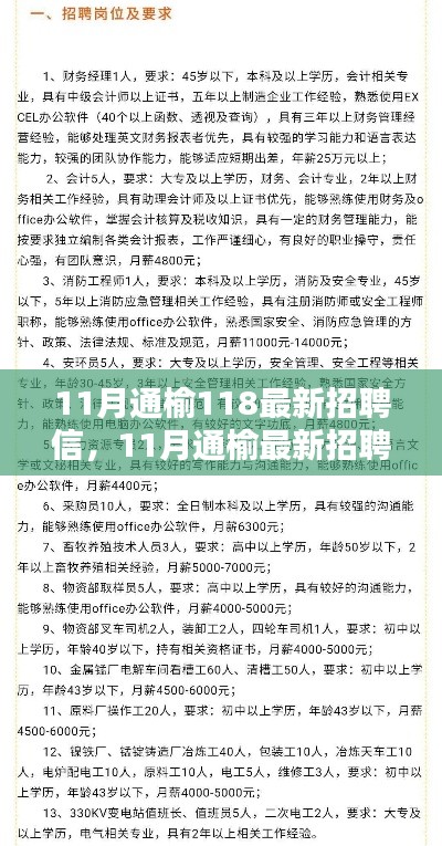 11月通榆最新招聘讯息概览,118最新招聘信息