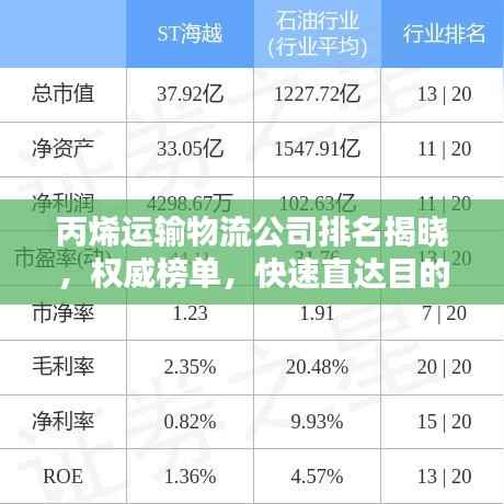 丙烯运输物流公司排名揭晓,权威榜单,快速直达目的地
