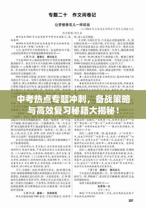 中考热点专题冲刺,备战策略与高效复习秘籍大揭秘!